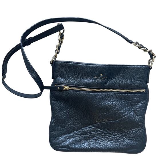 Kate Spade Black Pebbled Leather Crossbody Bag Gold Hardware - Picture 1 of 7